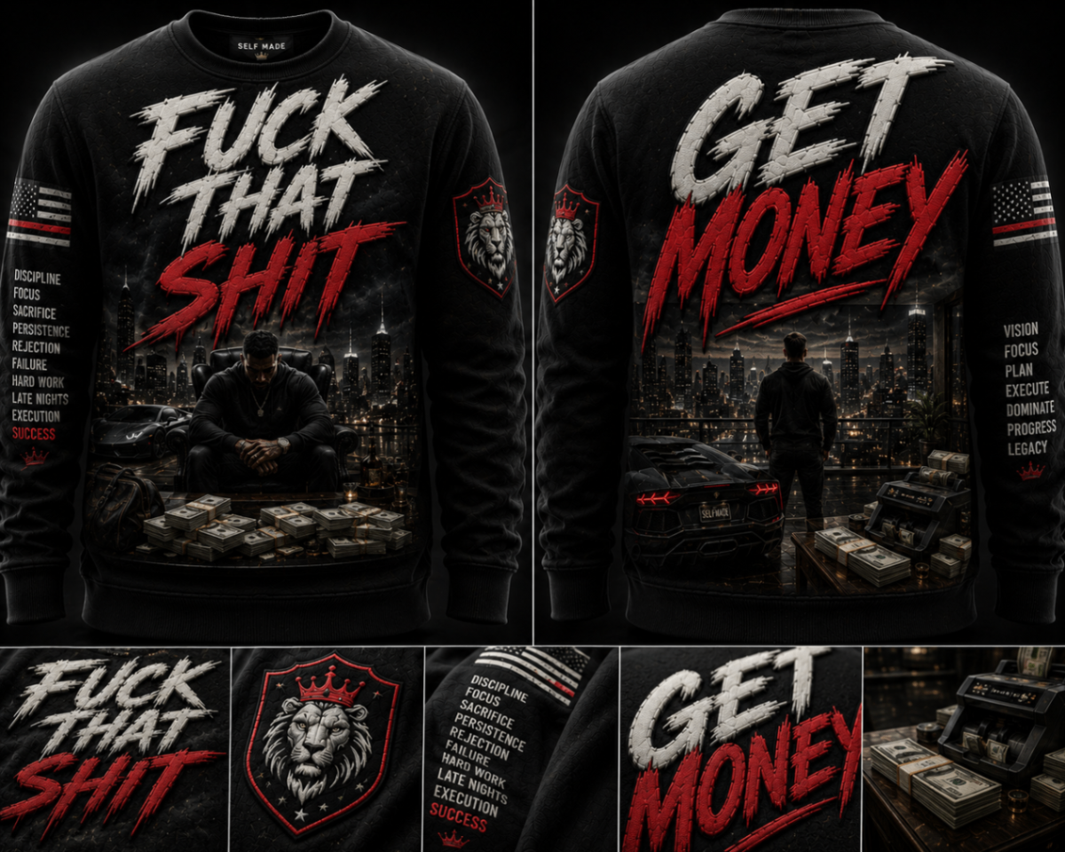 Model wearing F*** That Sh*t / Get Money tee