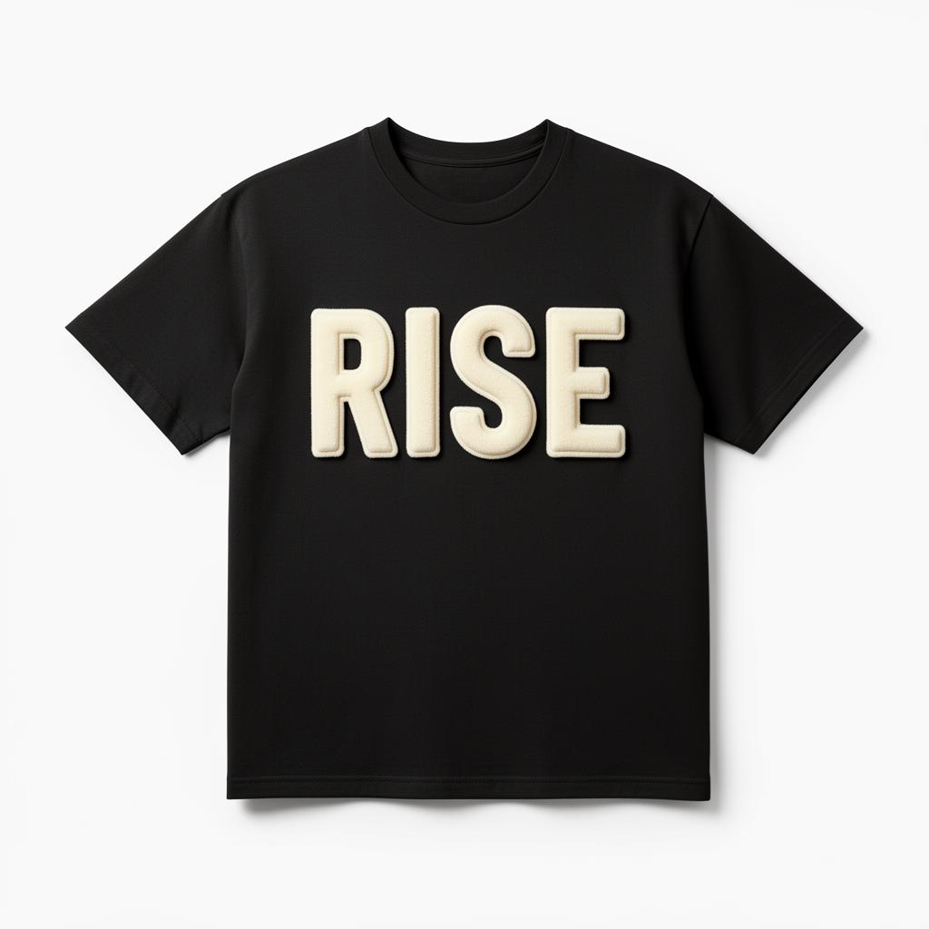 Model wearing RISE tee